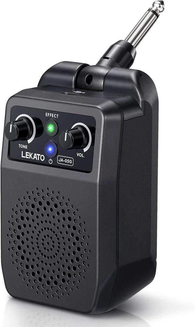 LEKATO Mini Electric Guitar Amp 5W, Portable Guitar Amp Bluetooth with Built-in 4 Effects, Clean Distortion Overdrive Reverb, Rechargeable Small Amplifier for Practice, Black (JA-05G)