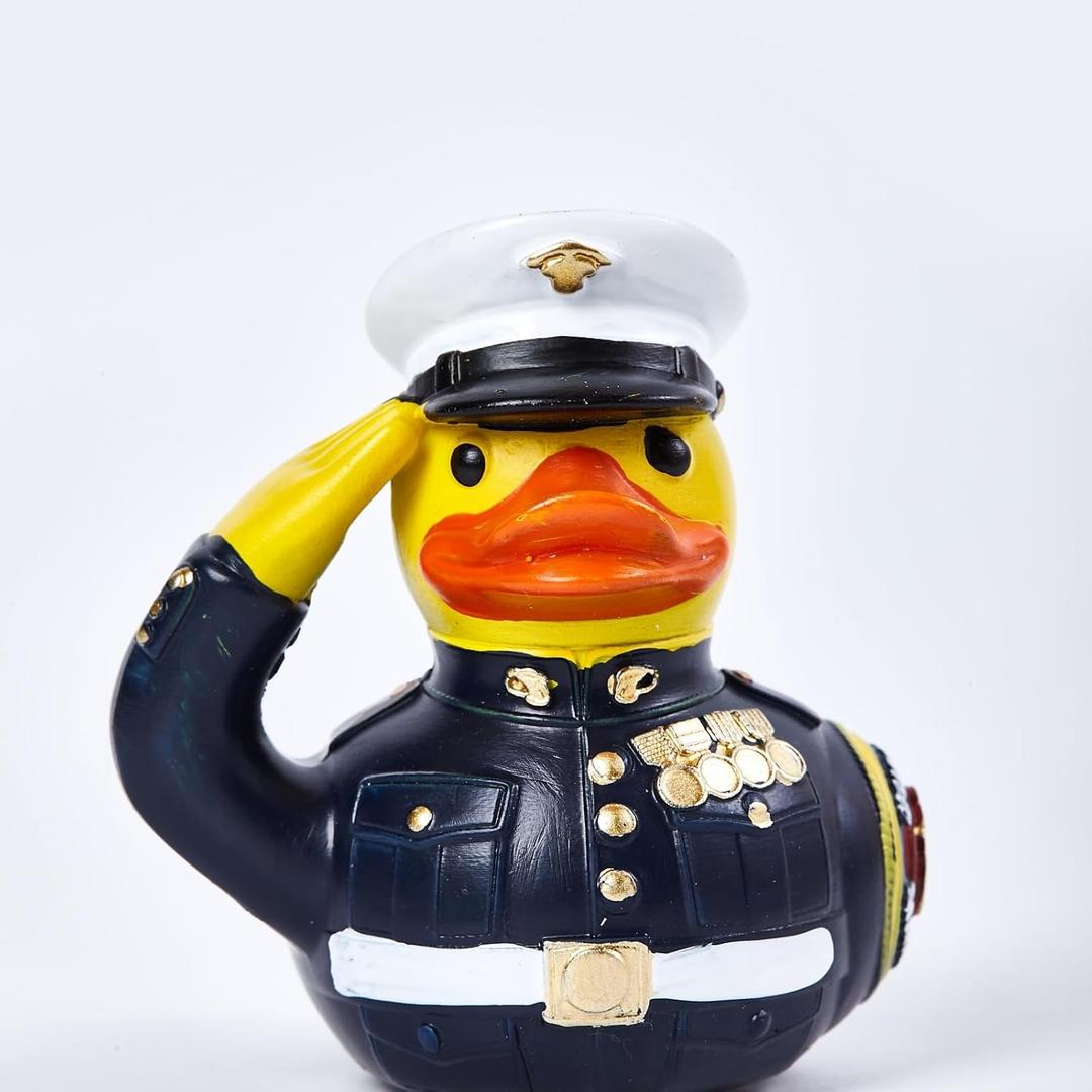 Veteran Tribute Duck Resin Military Army Figurine Funny Desk Ducks Decor Statue (Blue)