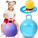 2 Pcs Space Hopper (Without Air Pump) 22 Inches Bounce Ball With Handles for Kids Age 6-12 Hippity Hop Bouncy Jumping Inflatable for Children Family Events Birthday, Purple, Blue