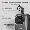 Giraffe Tools Grandfalls Retractable Pressure Washer G20B, 2500 PSI 2.2 GPM, Wall Mounted Power Washer with 65FT Hose Reel, Black Pressure Hoses, 4 Nozzles for Floor/Cars/Fences/Patios, Dark Silver