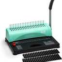 OFFNOVA Binding Machine, 21-Hole 450 Sheets Paper Comb Binding Machine for Letter Size / A4 / A5 Paper, Easy to Punch Handle, Adjustable Margin, Book Binder with 100 PCS 3/8'' Comb Binding Spines