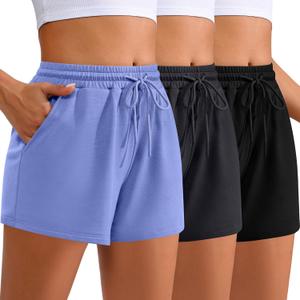 Neer 3 Pack Womens Sweat Shorts Comfy Casual Lounge Drawstring High Waist Summer Athletic Shorts with Pocket 2025 (XL)