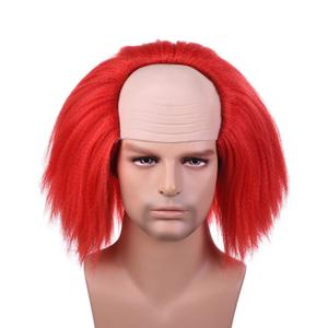 morvally Short Fluffy Synthetic Hair Red Clown Horror Halloween Cosplay Wigs for Men Adult