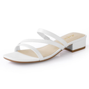 Ankis Black Nude White Strappy Heels Women 1 Inch Low Chunky Block Heel Heeled Sandals Square Open Toe Slip On Slides Mules 38