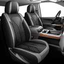 AOMSAZTO Seat Covers Custom Fit for 2007-2024 2025 2026 Chevrolet Chevy Silverado GMC Sierra 1500 2500 3500HD Crew Double Extended Cab Leather Truck Seat Covers (Diamond,Black&Grey)