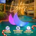 TIALLY Floating Pool Lights Solar Powered - 24" Crescent Moon Floating Pool Decorations, Floating Solar Pool Lights for Swimming Pool, Weddings, Pool Party Decor (2 Pack)