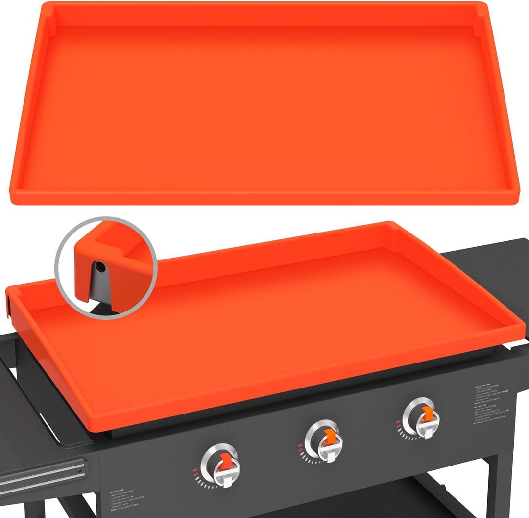 Silicone Griddle Mat Cover for Blackstone - 28 Inch True All-Encompassing Coverage Heavy Duty Food Grade Grill Buddy Mat, All Season Cooking Surface Protective Cover (28 Inch(Except XL PRO Series and Drop-In Griddles), Orange)