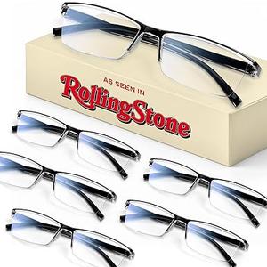 Gaoye 6 pack Executive Style Reading Glasses Men - Durable Readers with Blue Light Filtering - Comfortable Fit with TR90, +2.5