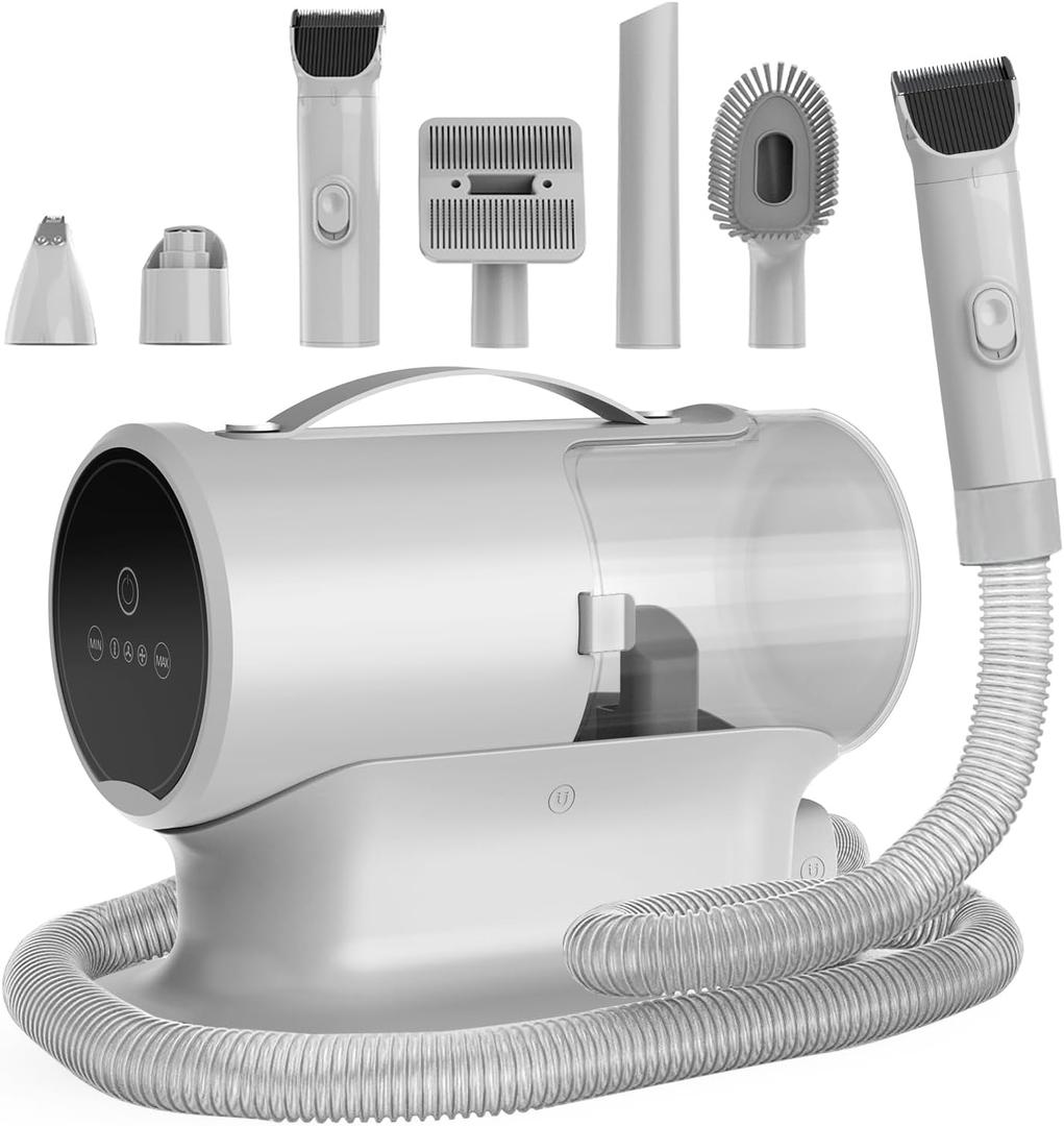 AIRROBO Dog Grooming Vacuum and Kit,12000Pa Pet Vacuum for Shedding Grooming, 2L Large Capacity Dog Hair Vacuum with 7 Pet Grooming Tools,Clipper Nail Trimmer Grinder, PG100 Plus