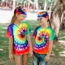 Norme 4 Pcs Hippie Costume Set Tie Dye T Shirt Peace Necklace Headband and Sunglasses for Theme Party (XL)