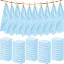 Newwiee 100 Count Washcloths Quick Drying Bathroom Wash Clothes 12 x 12 Inch Face Towels Microfiber Soft Wash Rags Bulk for Your Face and Body Facial Towels for Spa Fingertip Towel (Light Blue)