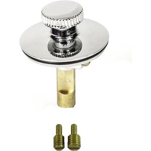 Universal Lift n Turn, (Twist Close) Bath Tub/Bathtub Drain Stopper Includes 3/8" and 5/16" Fittings (No Hair Catcher, Chrome)