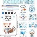 AmazingSpark 36 Sets Hello Winter Handprint Art Craft Included Snowman Snowflake Gloves Reindeer DIY Hand Print Paper Crafts with Paint, Let It Snow Handprint Keepsake for Winter Xmas Fun Activity