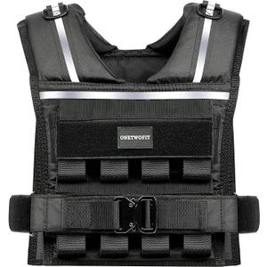 Adjustable Weighted Vest Men 2-35 LBS, Rucking Vests for Walking with Reflective Stripe, 1.2" Ultra Thick Shoulder Padding Strength Training Workout Vest for Running GYM Home, Detachable Iron Weights
