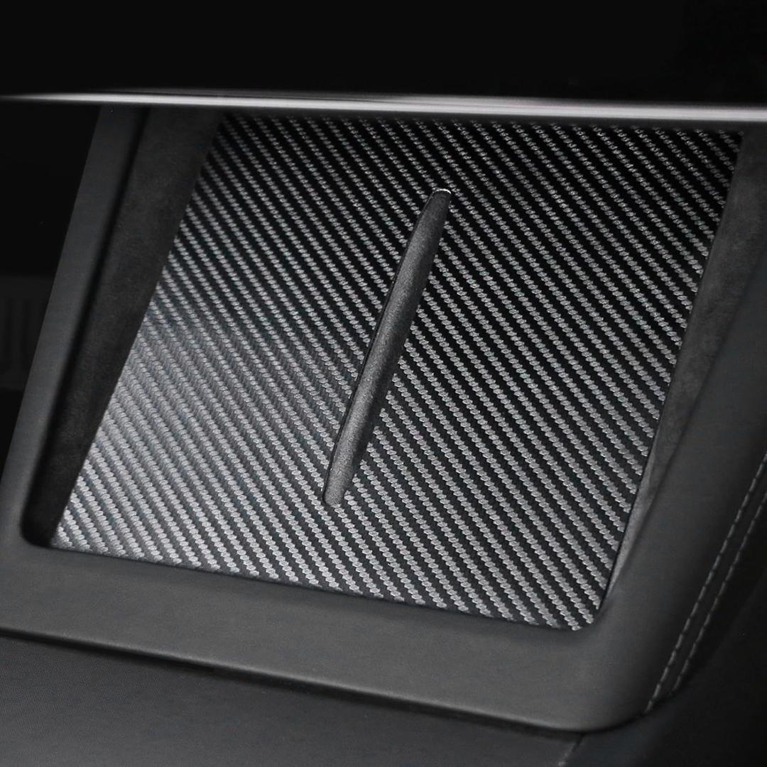 BETTERHUMZ Car Center Console Charging Holder Pad Compatible with Tesla Model 3 Highland 2024 Model Y Juniper 2025 for Alcantara Carbon Fiber Interior Decor Trim Tuning Accessories (Carbon Fiber)