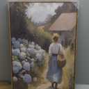 MTFBWY Blue Hydrangea Wall Art Framed, Vintage Floral Canvas Wall Art, Romantic Cottagecore Wall Decor, Soft Farmhouse Painting Picture Prints for Bathroom, Bedroom, Living Room 16" x 24"