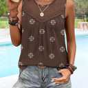 Plus Size Tank Tops for Women Loose Fit Sleeveless Lace Boho Tops Cute Summer Clothes 2026 Western Cowgirl Outfits for Women 3XL