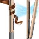 KUSNCA Professional Titanium Flat Iron, Hair Straightener and Curler Iron 2 in 1, Negative Ion Straightening, Dual Voltage Travel Pack, Front Anti-Scald Function, LCD 230°F-450°F, 1 Inch (Gold)