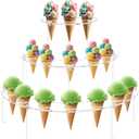 15 Holes Acrylic Ice Cream Cone Holder, 3 Tier Clear Food Display Stand Rack, Half Moon Cone Display Stand for Birthday Parties, Weddings, Christmas