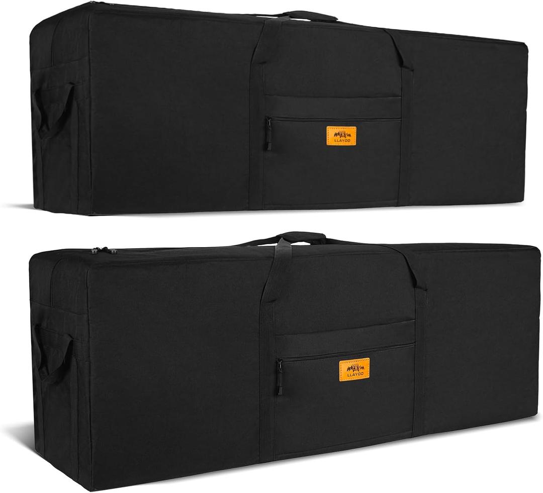 47 inch Foldable Oversized Zipper Duffel Bag, Travel Outdoor Camping Bag, Sports Equipment Storage Bag, Waterproof and Scratch Resistant, Black 2 Pack