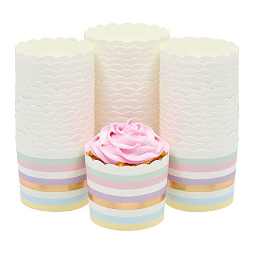 43-Pack Pastel Cupcake Liners - Large Paper Baking Cups for Birthdays, Home Baking, Bake Sales, Bridal Showers (2.2 In)