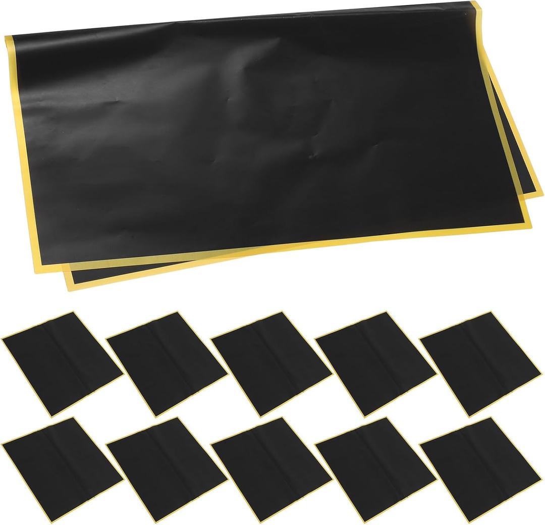 Gogogmee Waterproof Flower Wrapping Paper 20pcs Black Floral Packaging Material with Gold Edge for DIY Crafts Florist Supplies Bouquet Wrap Valentines Day