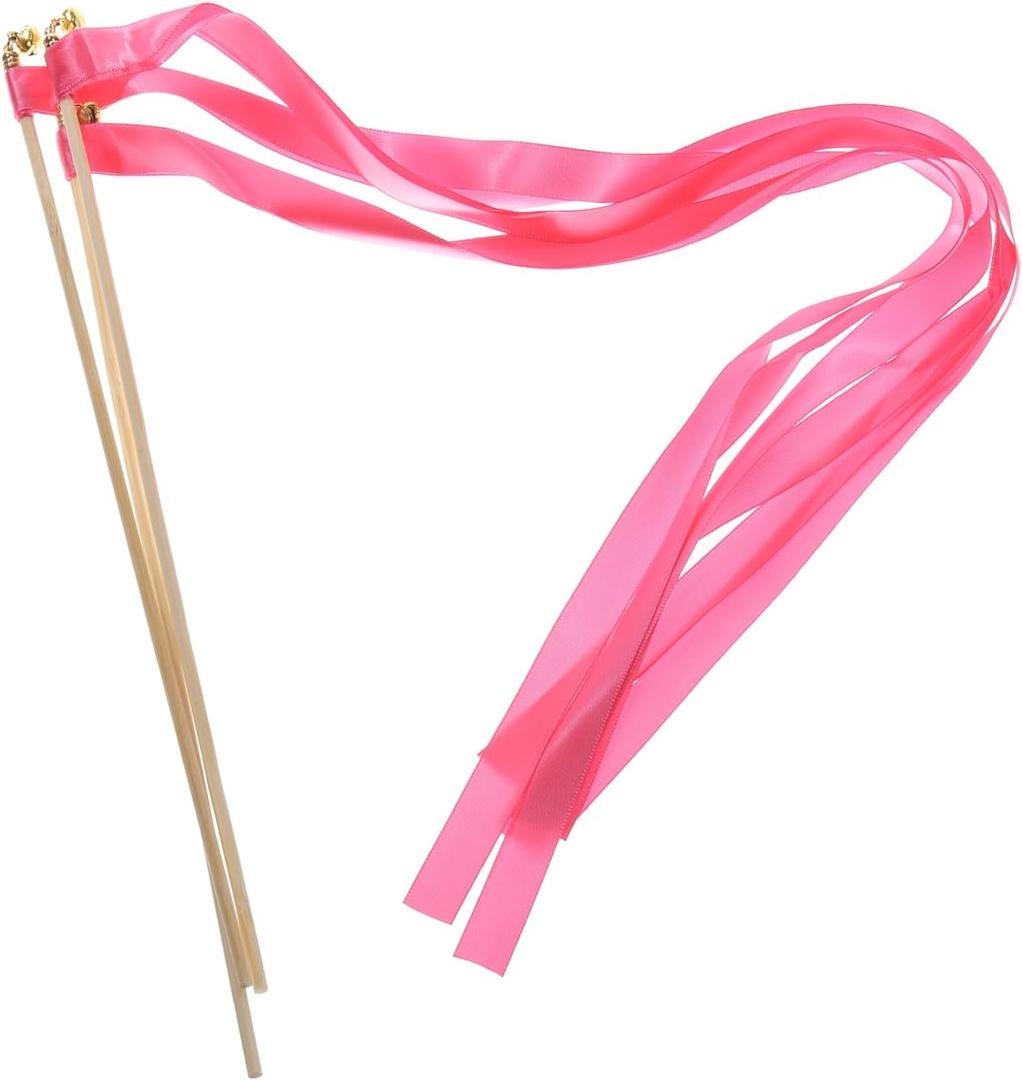 MECCANIXITY 20Pcs Wedding Ribbon Sticks Party Ribbon Streamers Sticks for Wedding Party Celebration Rose Pink