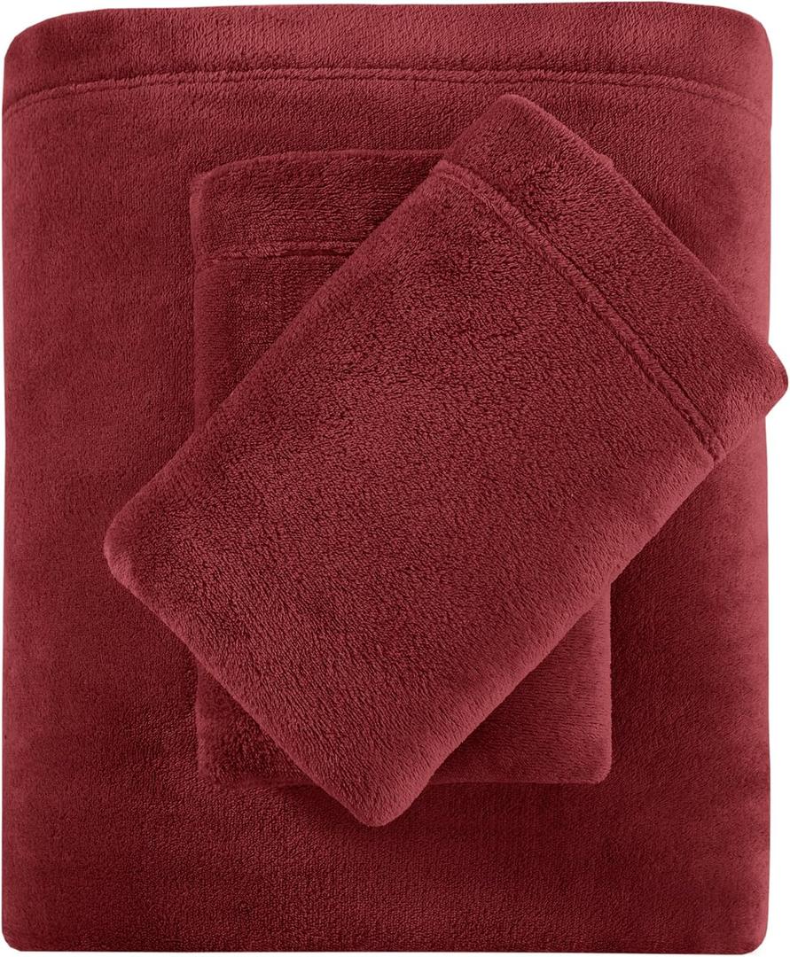Sleep Philosophy Micro Plush Fleece Sheet Set, Queen Size, Burgundy, 4-Pcs
Soft Double-Sided Plush Flannel-Like Bedding, Warm Fluffy Velvety Feel, 200GSM, Cold-Season Brushed Sheets, 14" Deep Pocket