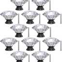 12-Pack Crystal Glass Cabinet Knobs for Home Decor, Vanity Drawers, Desks, Wardrobe Doors, Standard Screws Easy Installation for Home Refurbishment and Redecoration (Clear Crystal, 40mm, Black Base)
