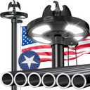 25FT Heavy Duty Flag Pole for Outside House, 100MPH Wind Rated 12 Gauge Extra Thick Aluminum Flagpole Kit, Black Eagle Topper & Solar Light, All-Weather Yard Display with Ground Sleeve, 3x5 USA Flag (Black, 25 FT with Light)