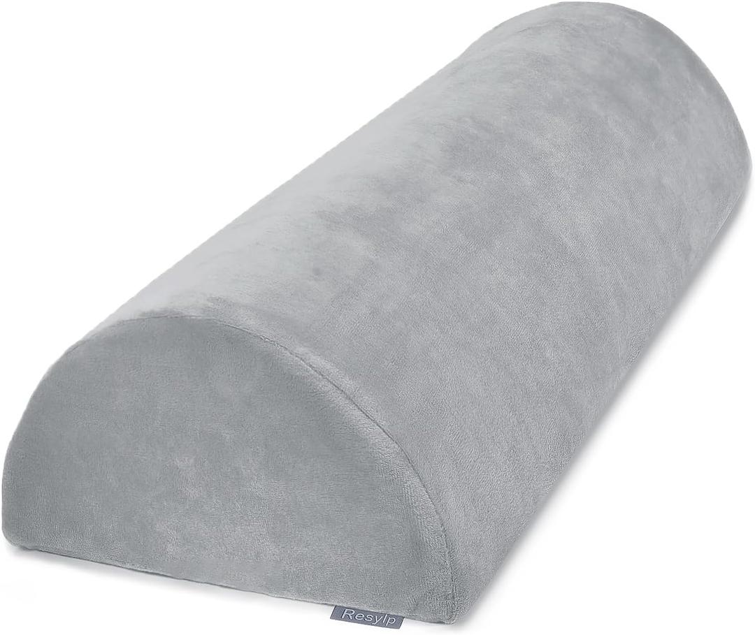 Knee Pillow for Back Sleeping, Memory Foam Bolster Pillow for Legs, Under Knee Pillow for Sleeping, Leg Pillow for Back & Hip Pain Relief, Half Moon Boslter,Grey