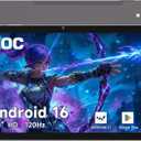 AOC 10.1 inch Android Tablet, Android 16 System, 120Hz Ultra-Smooth Display, 4GB RAM 128GB ROM (1TB Expandable), Octa-Core Processor, Widevine L1 for HD Streaming, Face Unlock, Slim Metal Body, GPS