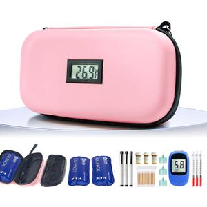 TSA Approved Insulin Cooler Travel Case Medication Cooler for Travel with Thermometer Temperature Display Diabetic Medication Organizer Medical Travel Cooler Bag with 2 Ice Pack (Pink)