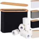 eFluky Toilet Paper Storage Basket with Lid, Free Standing Holder for Up to 9 Mega Rolls, Black