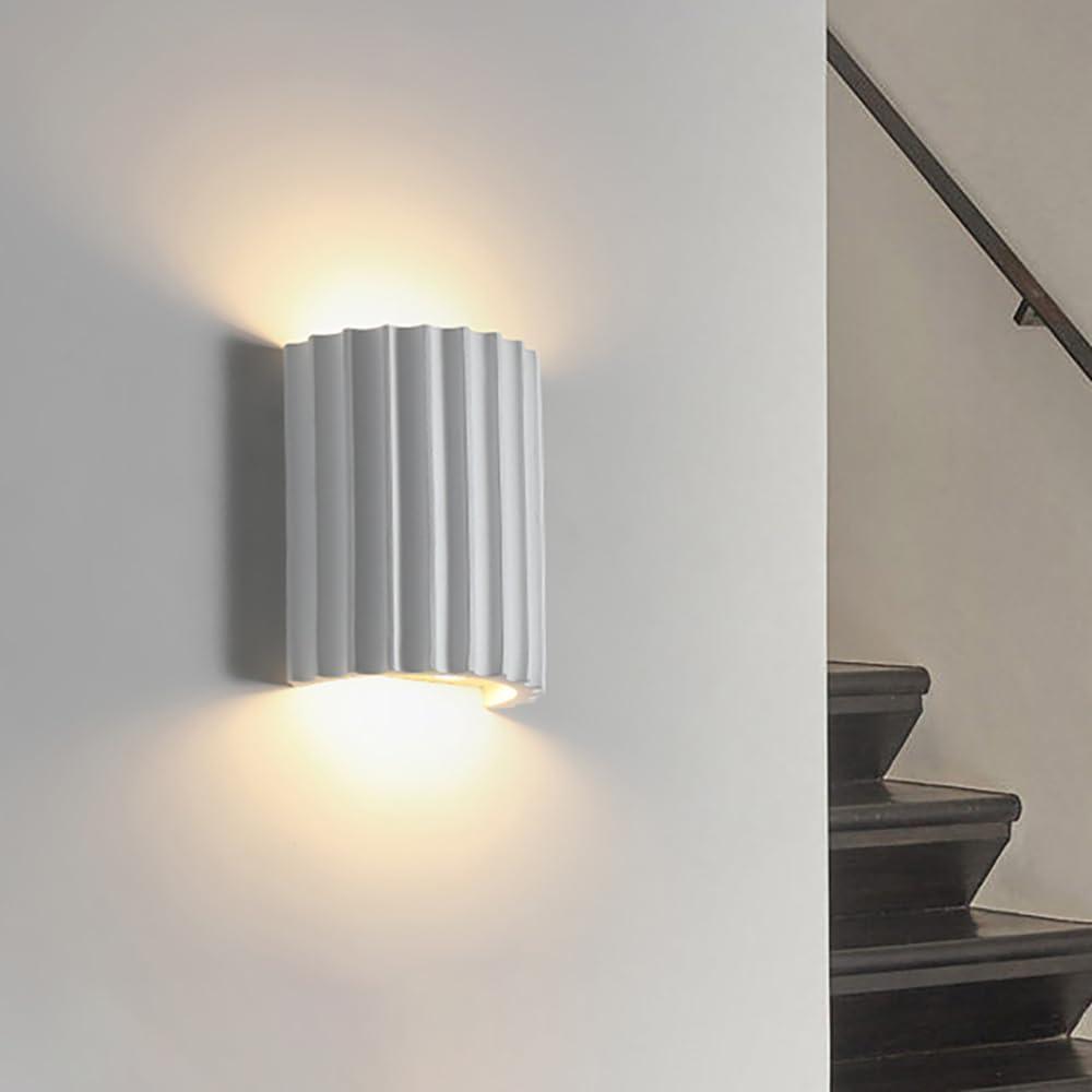 Modern Wall Sconce, Up and Down Wall Mount Light, Cylinder Wall Light, Resin Hallway Corridor Entrance Wall Sconce Lamp White Finish