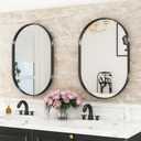 Suidia 22" x 30" Bathroom Mirror, Bathroom Vanity Mirror Metal Framed, Wall-Mounted Mirrors for Bedroom, Living Room, Entryway, Hallway, Black, Oval Style