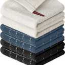 Artoid Mode Checkered Designed Cotton Beige Grey Black Terry Kitchen Dish Cloths, 12x12 Inch Soft Absorbent Quick Drying Kitchen Rags Set of 6