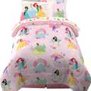 Disney Princess Kids Bedding Super Soft Comforter And Sheet Set, 4 Piece Twin Size (Prints may vary)