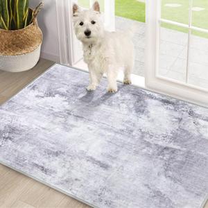 COMSLE Door Mat, Front Door Mat Indoor for Entrance Faux Wool Absorbent Non Slip Modern Throw Rug for Entryway Hallway Muddy Paws - Pet Friendly, 32x48 Inches,Modern Gray Machine Washable