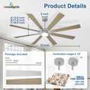 Large Ceiling Fans with Lights: Modern 72 Inch 8 Blade Outdoor Ceiling Fan with Remote APP Control - Dimmable Wood Big Fan light Indoor Reversible 6 Speed Quiet DC Motor