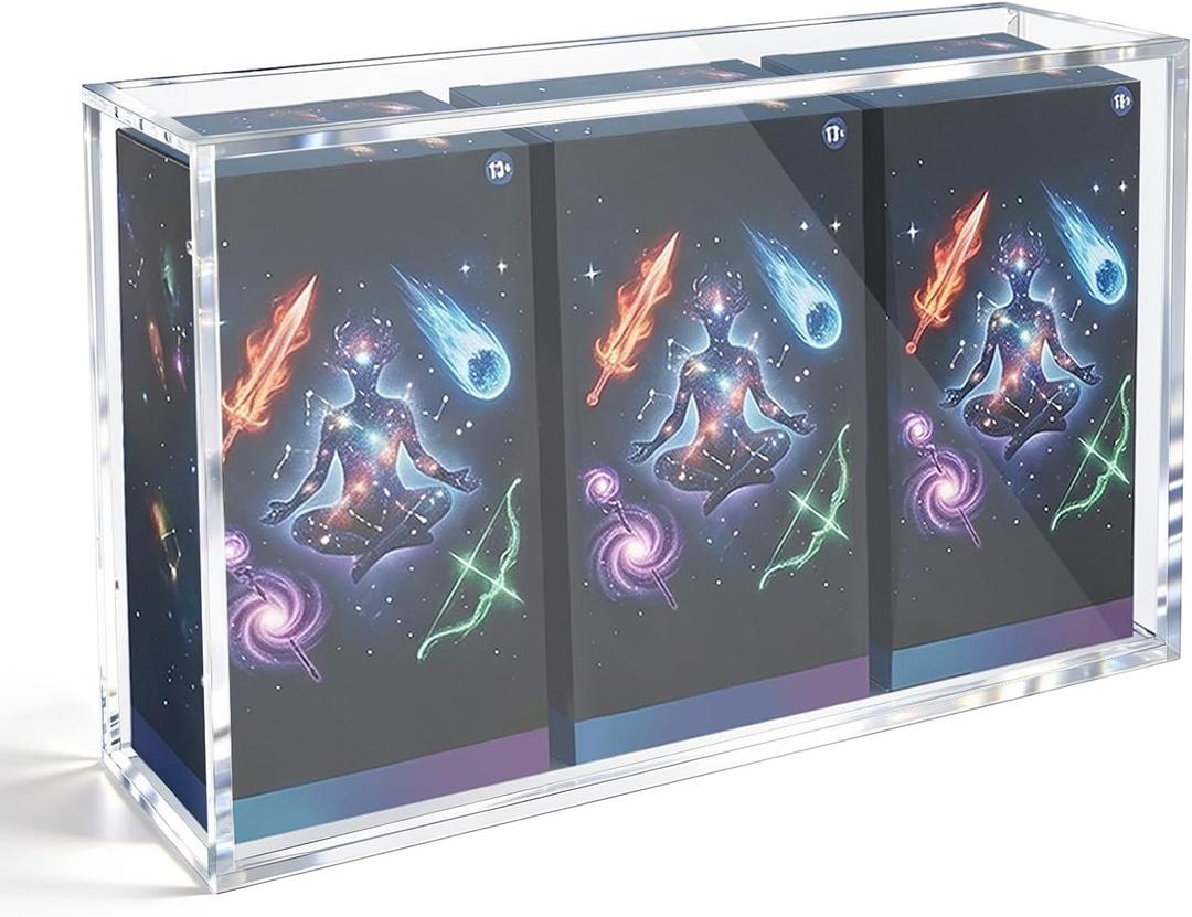 2PCS Clear Acrylic Case for 3 MTG Commander Decks, TCG Display Storage Box