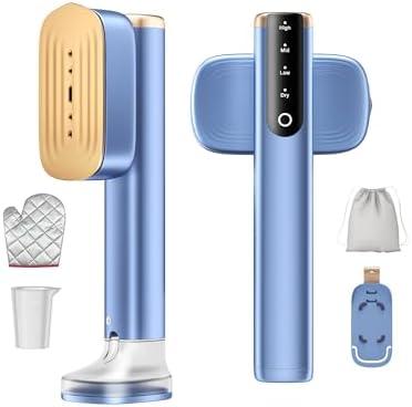 MIYOKO 2-In-1 Steamer & Iron for Clothes, 15s Fast Heat-up 1200W Portable Handheld Garment Steamer, Travel Size with Large Ceramic Heat Panel, 25 G/MIN Powerful Steam Quick Wrinkle Removal, 110V-120V