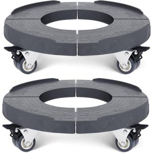 W B D WEIBIDA 2pk Trash Can Roller Base with Wheels - Adjustable 15-19 Inch Drum Dolly - Heavy Duty Multi-functional Cart (Gray)