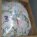 Tritard Botanical Comforter Set Queen Size 3 Piece, Floral Soft Lightweight Comforter Bedding Sets for All Seasons, 1 Reversible Flowers Comforter (90''x90'') and 2 Pillow Shams (20"x26"), White
