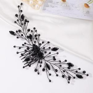 Missgrace Women's & Girls' Special Occasion Hair Comb, Black Metal, Full Rhinestones Side Hair Comb, Perfect for Prom, Party, Wedding Hairstyle, 22cm (8.6")