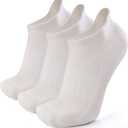 Busy Socks Wool Athletic Socks Women Hiking, Ladies Autumn Ankle Merino Wool Sport Socks for Cycling Running Tennis Golf, White, Medium, 3 Pairs