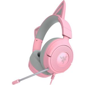 Razer Kraken Kitty V3 X Wired Gaming Headset: Kitty Ears - HyperClear Cardioid Mic - 40 mm Drivers - 7.1 Surround Sound - Comfy Ear Cushions - Cross-Platform via 3.5mm PC, PS5, Xbox, Switch 2 - Pink