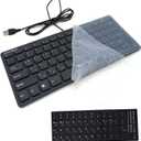 GARASANI Mini Wired Keyboard(Korean-English) Ultra Thin and Light Portable 78 Keys USB Desktop, Laptop, Windows 7/8/10, Keyboard Protection Skin, Korean Keyboard Stickers Included