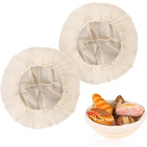 2 Pcs Bread Proofing Basket Cloth Liner Baking Dough Basket Cover Natural Rattan Banneton Proofing Cloth for Bakery Home Baking, about 10 inch