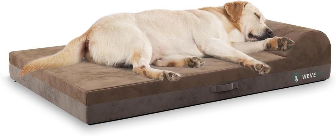 Orthopedic Dog Bed, 7.87-inch Thick Gel Memory Foam Pet Beds with Pillow, Durable Soft Flannel Fabric with Waterproof Liner & Removable Washable Cover Dog Beds for Medium Breed Dogs (Brown)